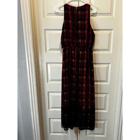 Vince Camuto Maxi Dress Plaid Sleeveless Blouson Waist New Size M - Picture 6 of 6